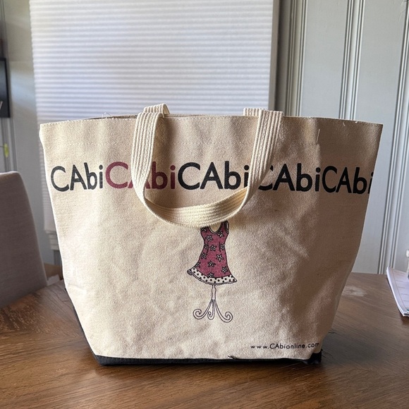 CAbi Handbags - CAbi Beige and Black Canvas Tote